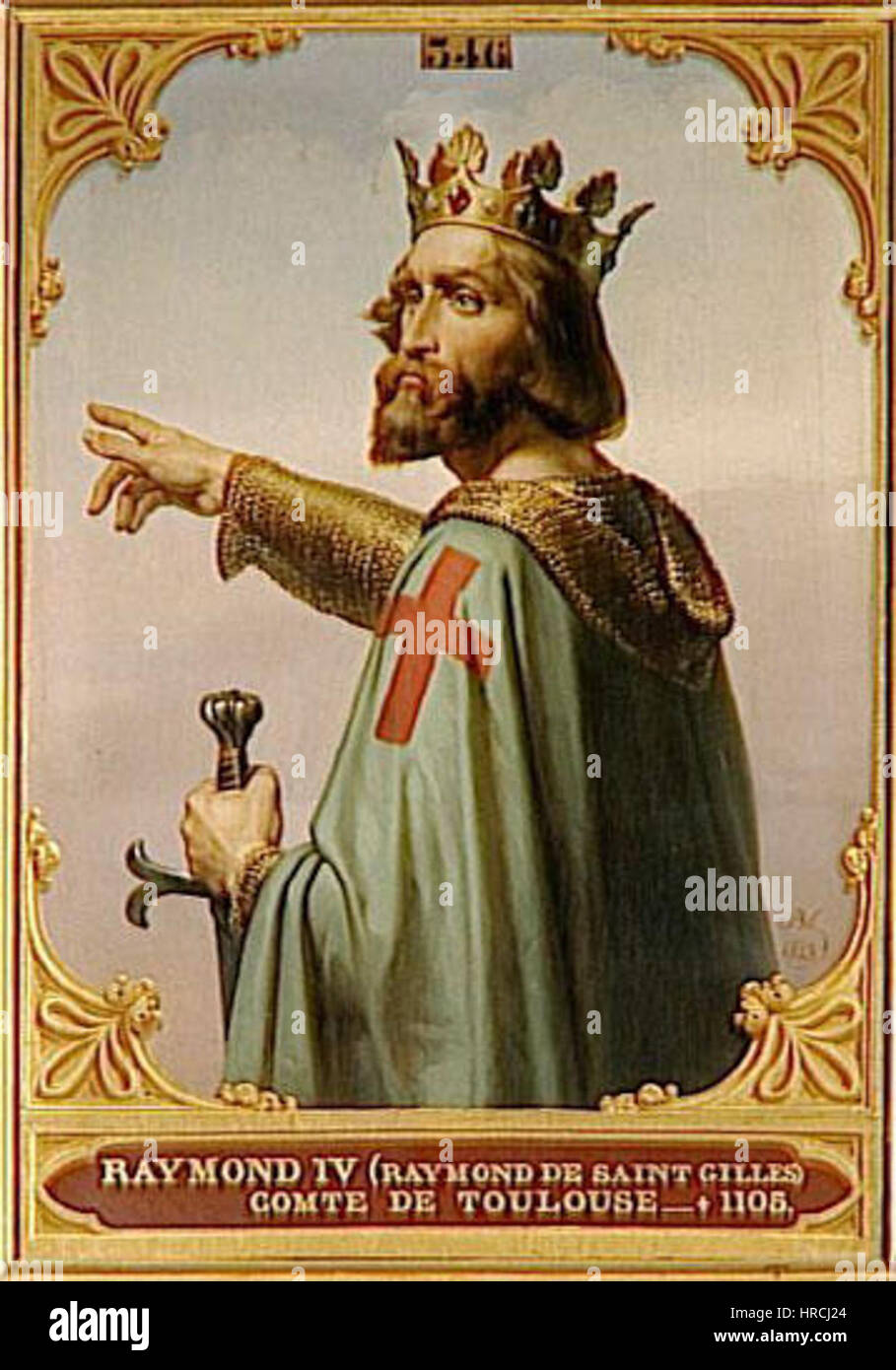 Raymond IV de Toulouse était un noble et un chef éminent lors de la première croisade. Son leadership a aidé à établir la domination chrétienne dans certaines parties de la Terre Sainte. Cette figure historique a joué un rôle clé dans l'histoire militaire médiévale. Banque D'Images