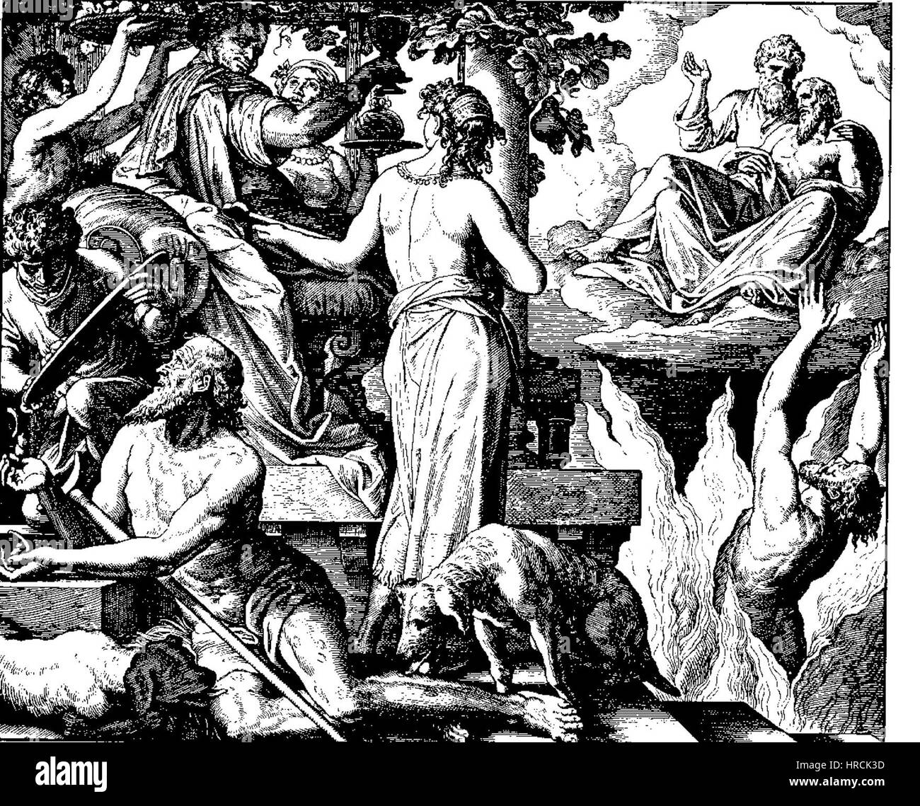 Le Bibel in Bildern (Bible en images) de Julius Schnorr von Carolsfeld est une collection d'illustrations représentant des scènes de la Bible. Créée au XIXe siècle, l’œuvre reflète l’interprétation détaillée des événements bibliques par l’artiste. Banque D'Images