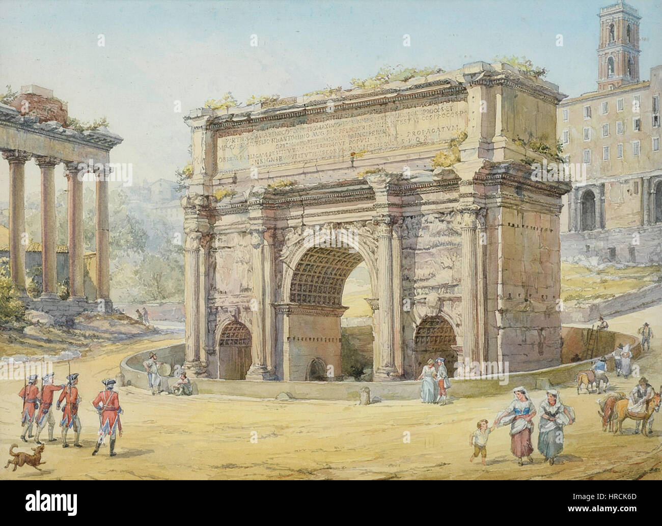 Septimus-Severus-Bogen im Forum Romanum 19JH Banque D'Images