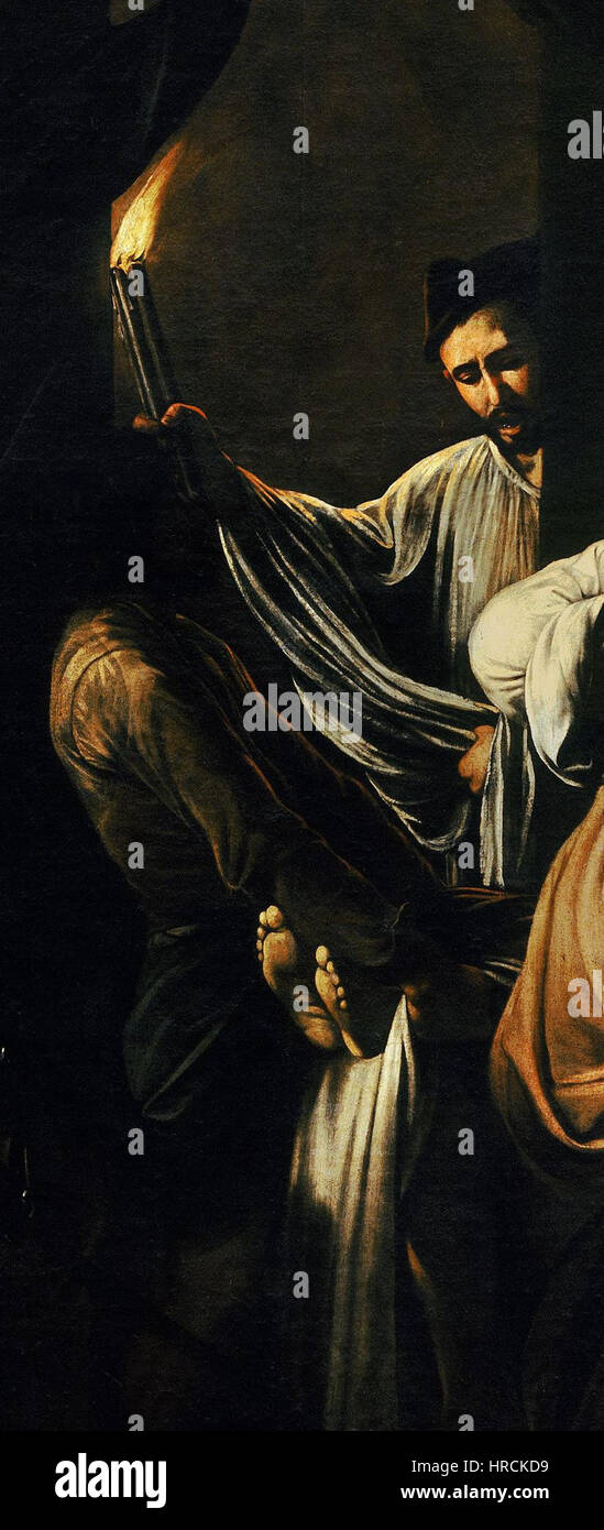 'Sette opere di Misericordia' (sept œuvres de miséricorde) est une œuvre d'art religieuse représentant l'un des sept actes miséricordieux, en particulier l'enterrement des morts. Ce thème est souvent décrit dans l'art chrétien, mettant l'accent sur la compassion et la charité. Banque D'Images