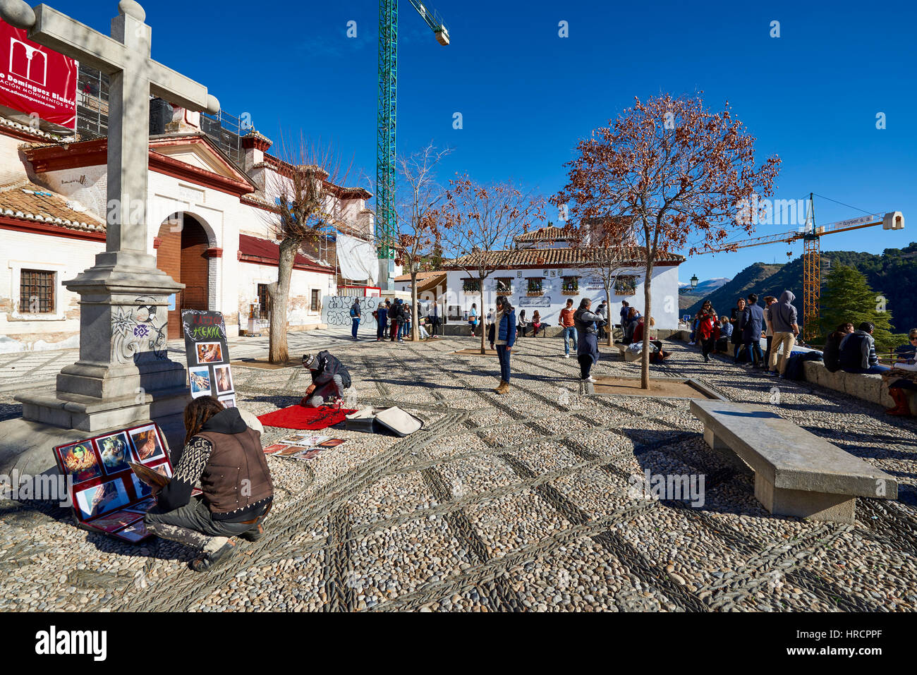 Plaza del Mirador de San Nicolas, Grenade, Andalousie, Espagne, Europe Banque D'Images