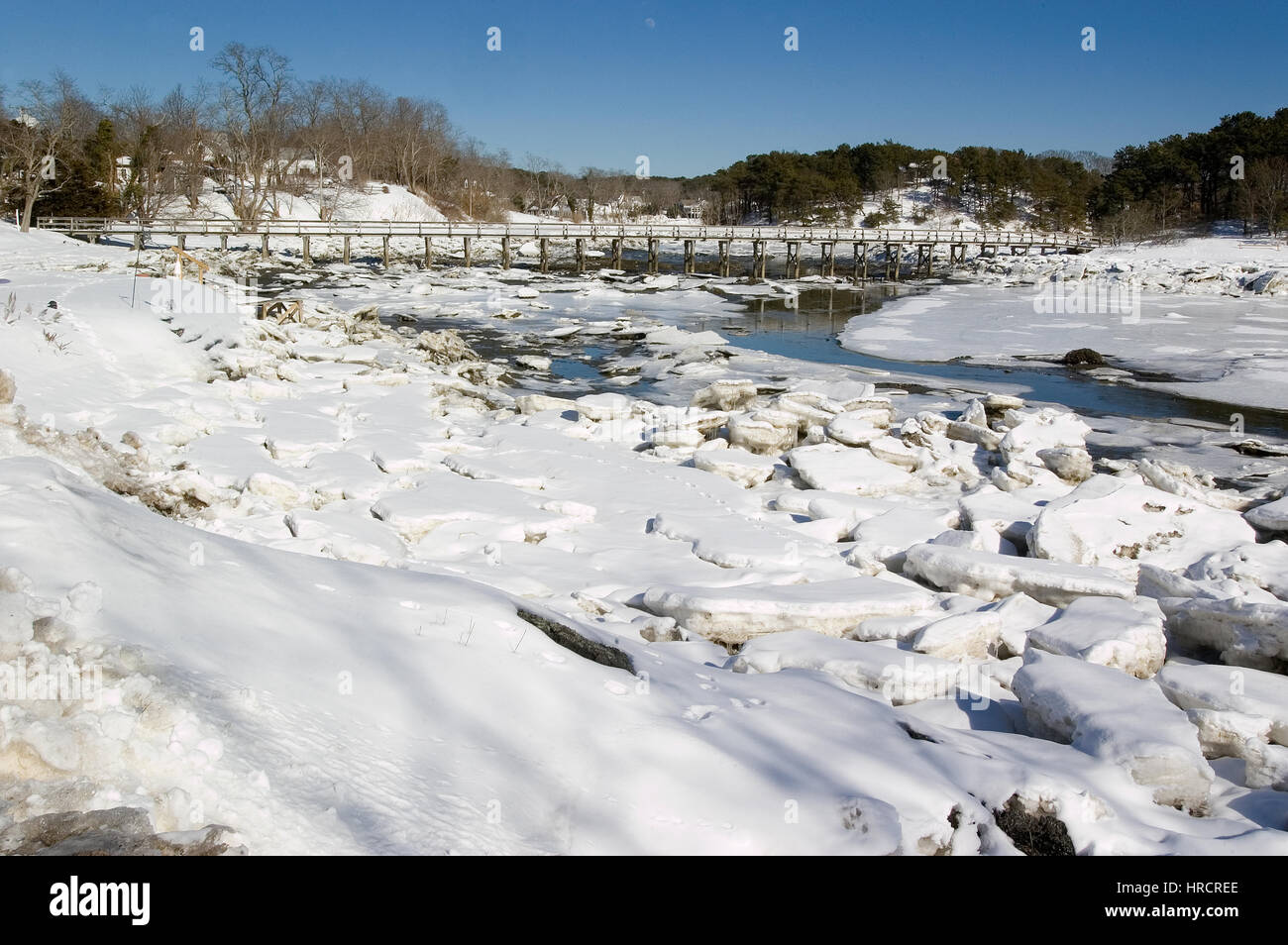 Une scène d'hiver dans la région de Wellfleet, Massachusetts à Cape Cod avec oncle Tim's Bridge Banque D'Images