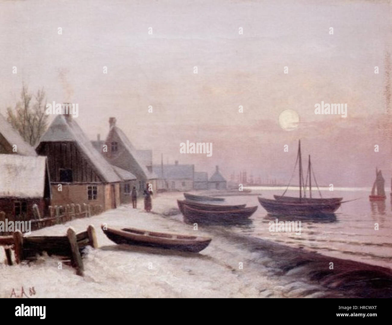 Andersen-Lundby Anders Bateaux de pêche dans la lumière du soleil d'hiver Banque D'Images