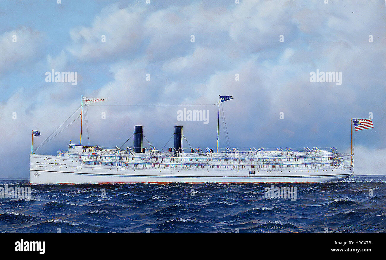 Le bateau à vapeur Bunker Hill, construit en 1907, était un navire important dans l'histoire maritime américaine. Il était connu pour sa fiabilité et son service au début du XXe siècle, en particulier dans le transport de marchandises. Banque D'Images