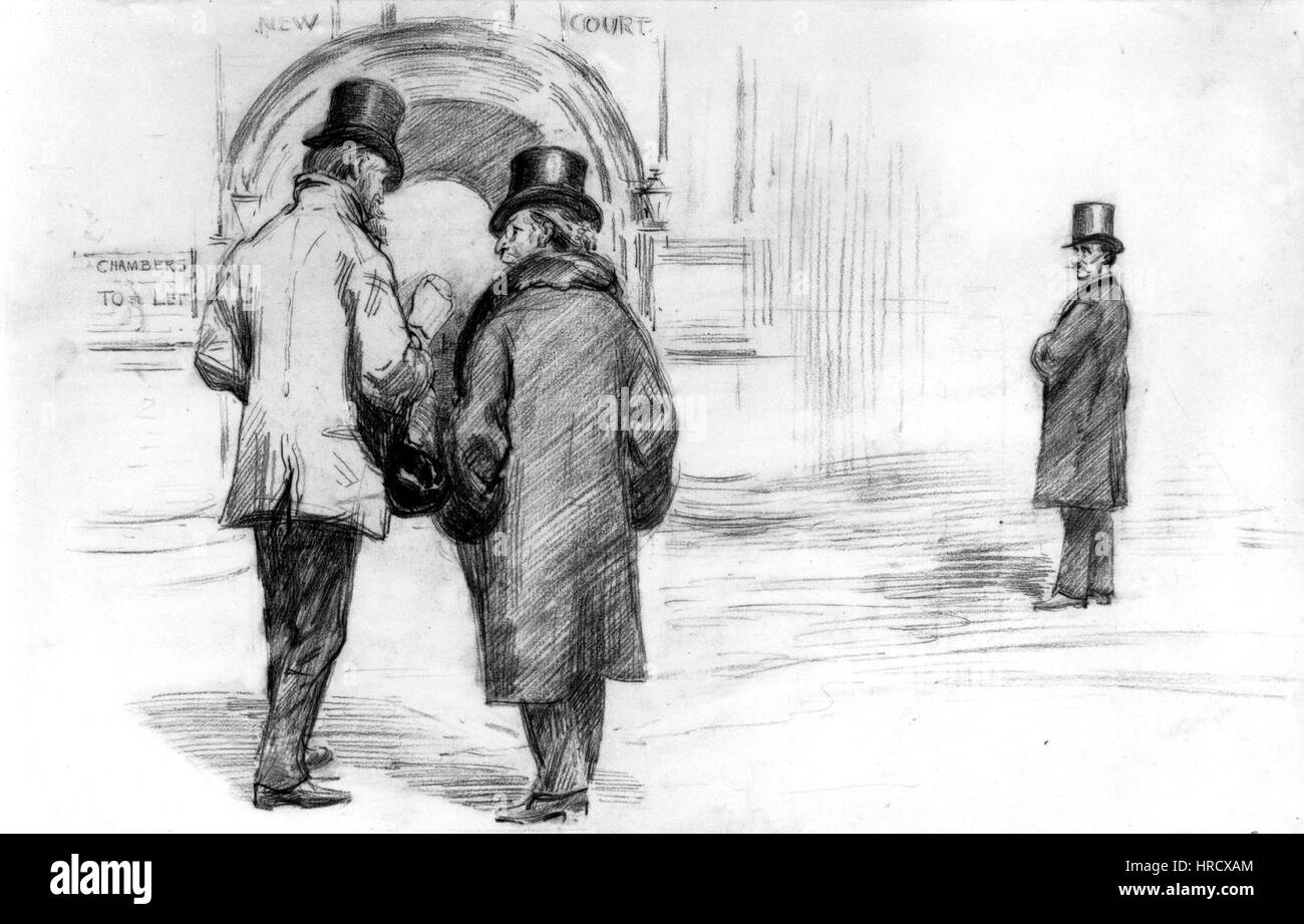 Cette peinture de Sydney Prior Hall représente Charles Stewart Parnell, Sir George Henry Lewis et Thomas Miller Beach. Les figures sont montrées dans un portrait de groupe, capturant les personnalités et le statut social de ces individus notables dans la société victorienne. Banque D'Images