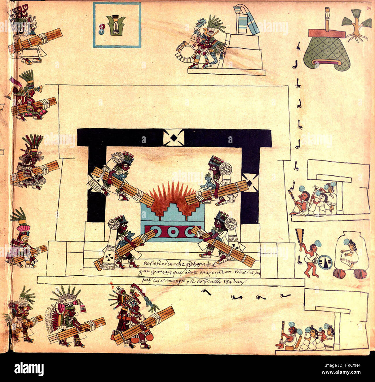 Le Codex Borbonicus (p. 34) Banque D'Images