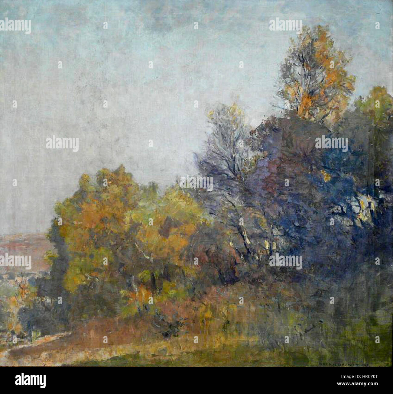 Birkenhang Herbstduft Eugen Bracht gi 1913 Banque D'Images