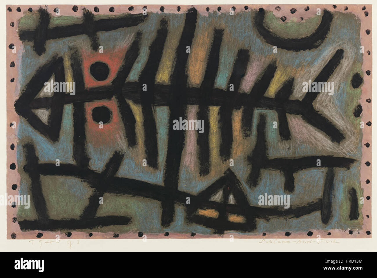 Schlamm-Assel-Fisch (Mud-Pill-Bass) de Paul Klee de 1940 mélange l'abstraction avec les formes naturelles, explorant la relation entre les formes organiques et la perception humaine de manière surréaliste. Banque D'Images