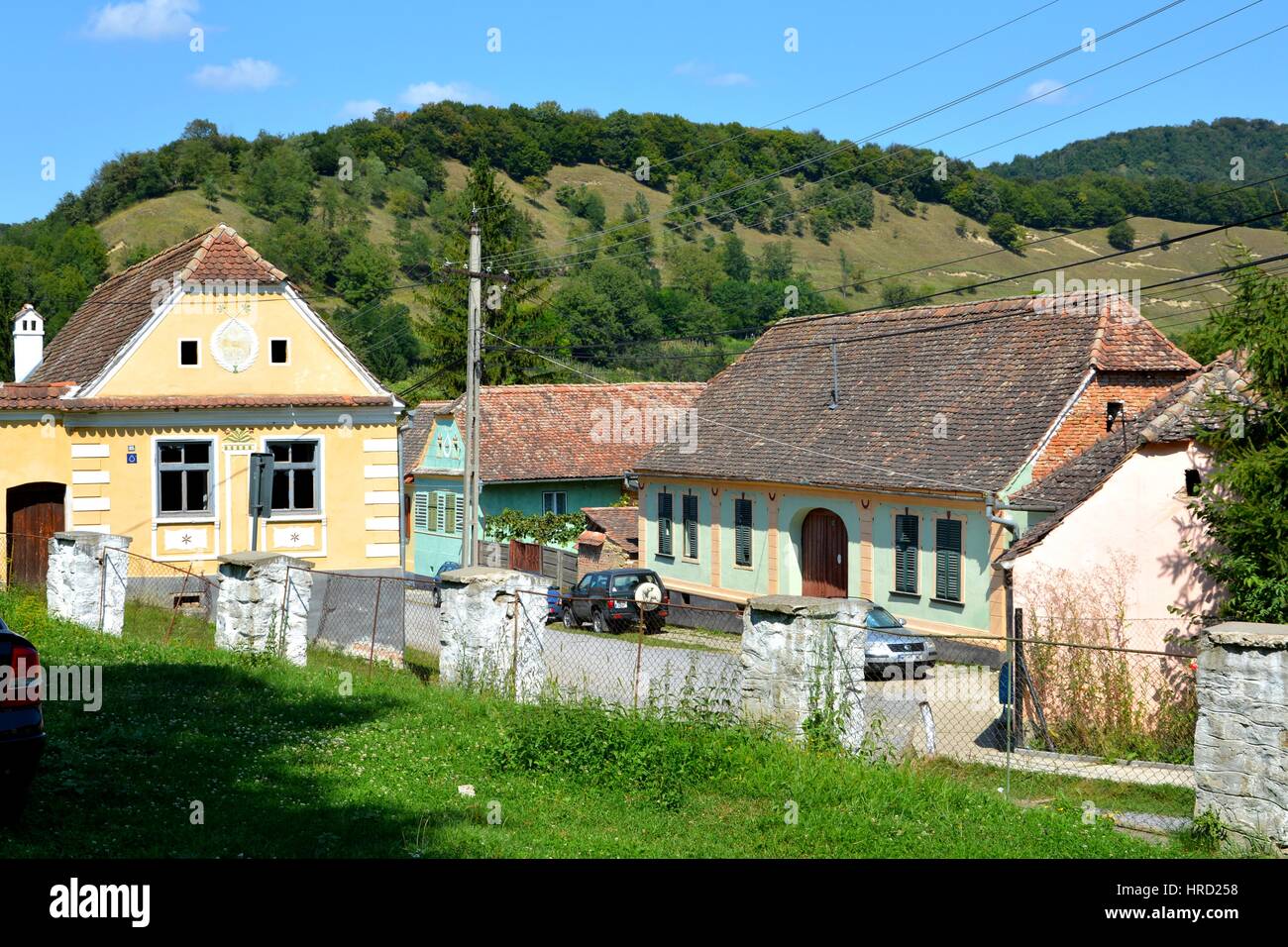 Maison typique dans le village Malancrav, Transylvanie, Roumanie. Banque D'Images