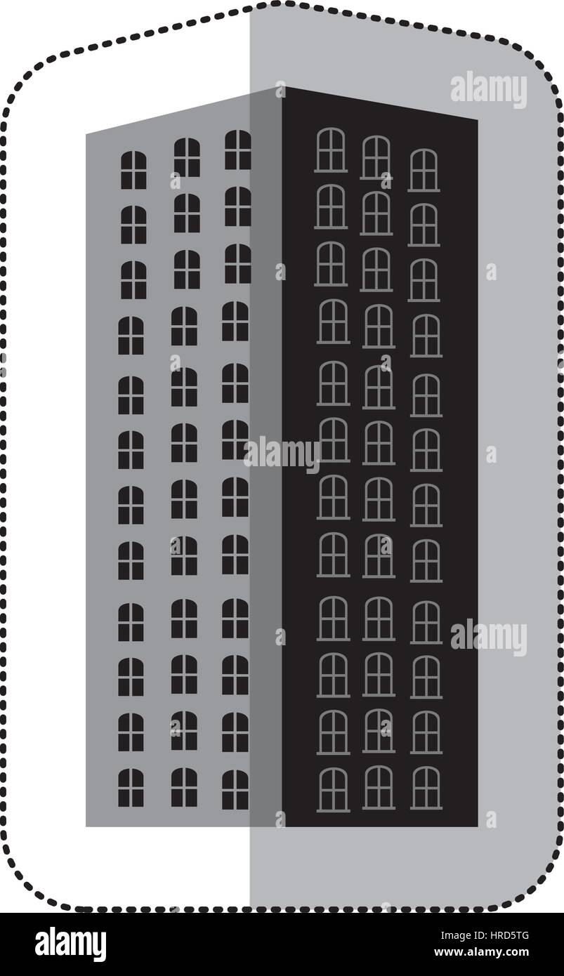 Long gris construire de l'icône de la ville Illustration de Vecteur