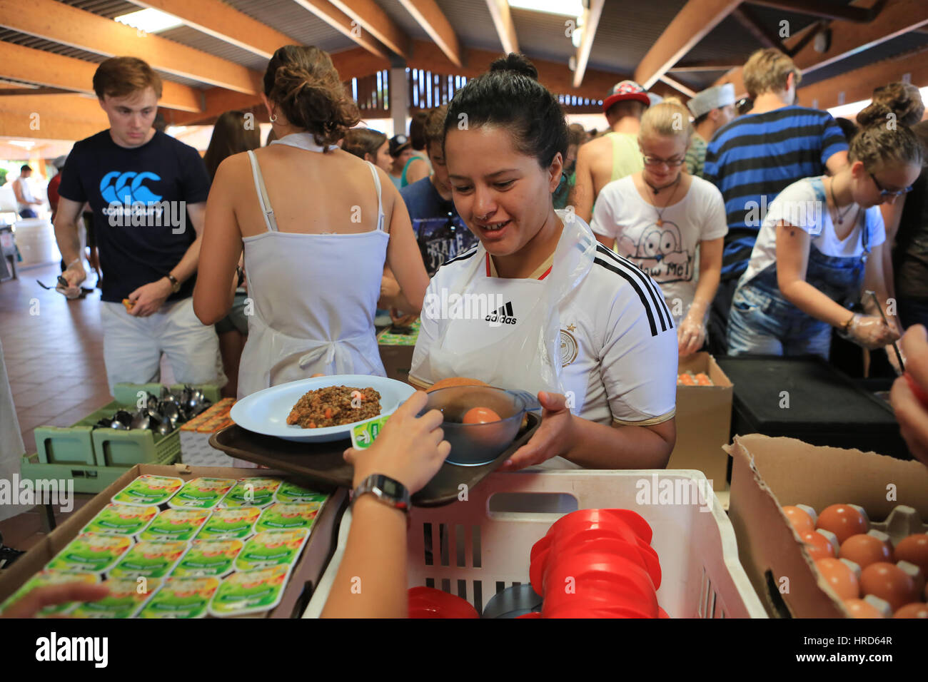 Repas. La communauté de Taizé. Banque D'Images