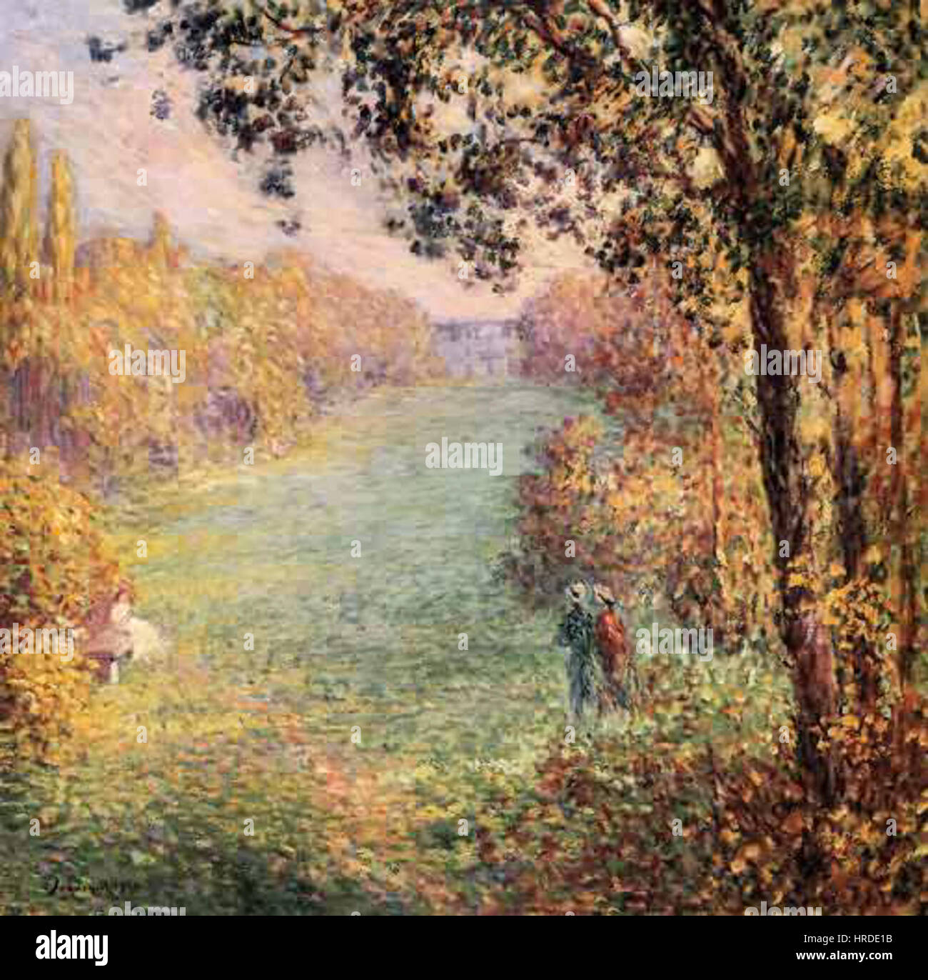 « Automne » d'Henri Lebasque (1900) capture la beauté tranquille de la saison automnale. Cette peinture impressionniste met en valeur les tons riches et chauds de l'automne dans un paysage naturel. Banque D'Images