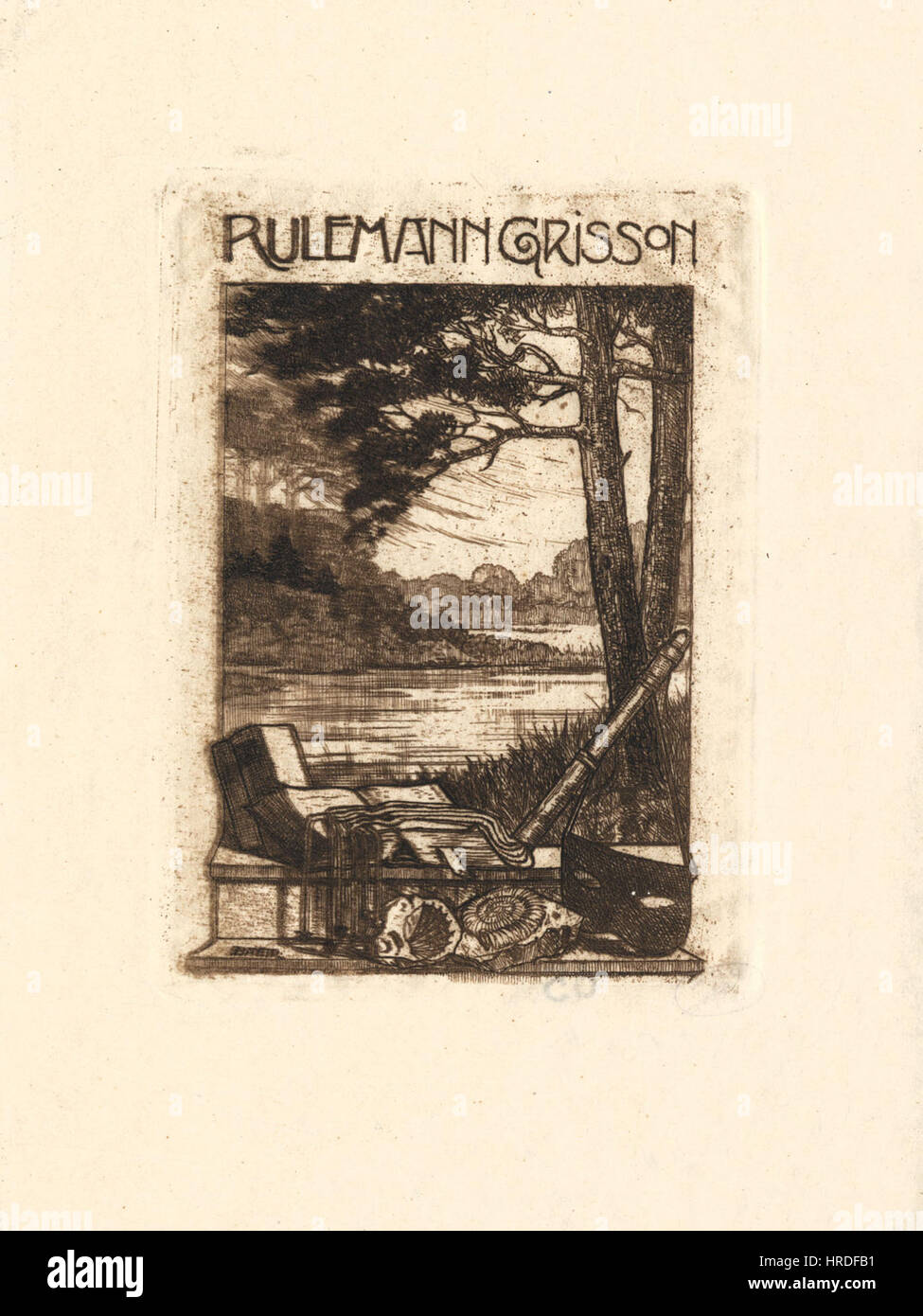 Ex libris 1919 Rulemann Grisson Banque D'Images