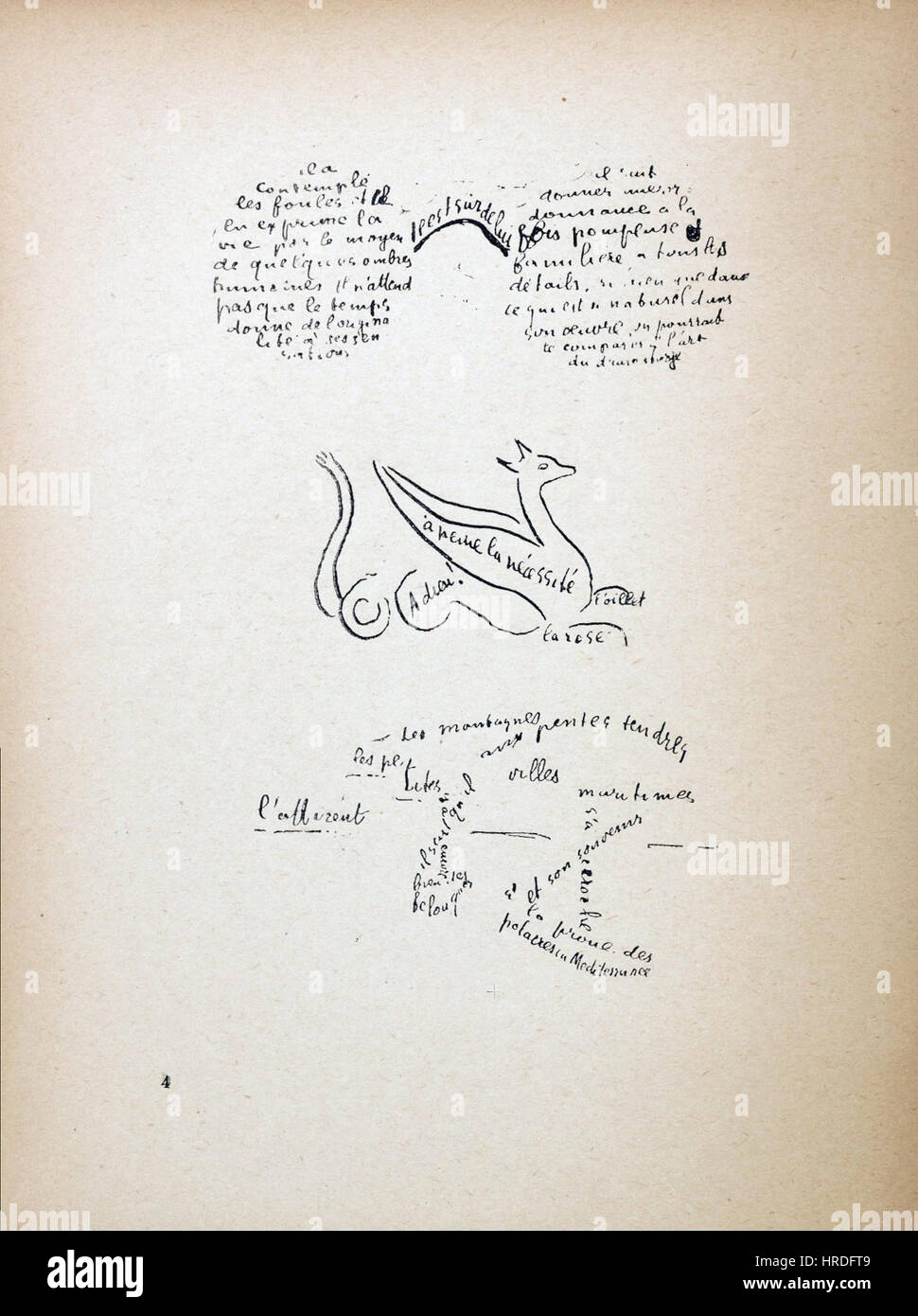 Guillaume Apollinaire, Calligramme Banque D'Images