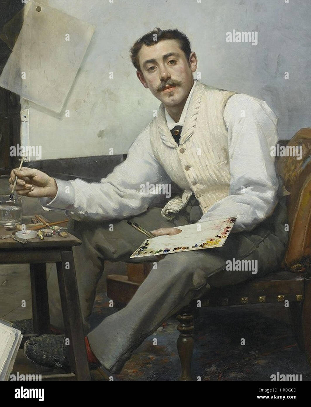 Henri Ferdinand Bellan, un autoportrait de l'artiste. Banque D'Images