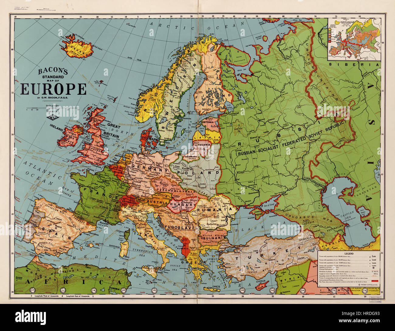 La carte standard de l’Europe de Bacon, WDL528, est une représentation cartographique de l’Europe du XIXe siècle. La carte comprend des informations géographiques détaillées, les frontières et les divisions politiques du continent au cours de cette période. Banque D'Images