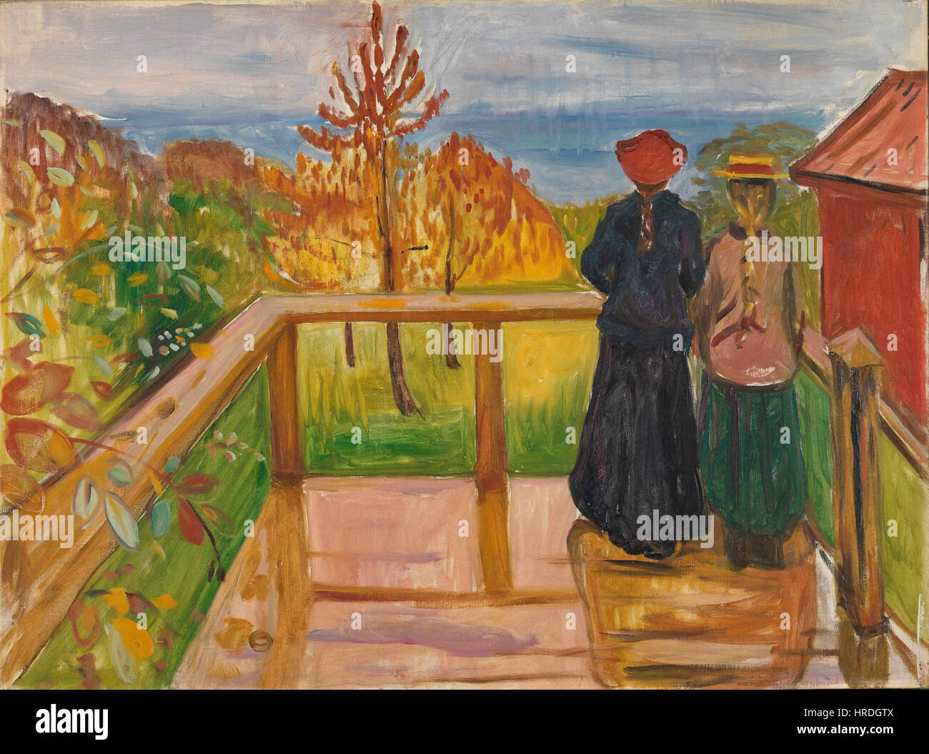 Sur la véranda, une peinture d’Edvard Munch, un artiste norvégien, créée en 1902. Banque D'Images