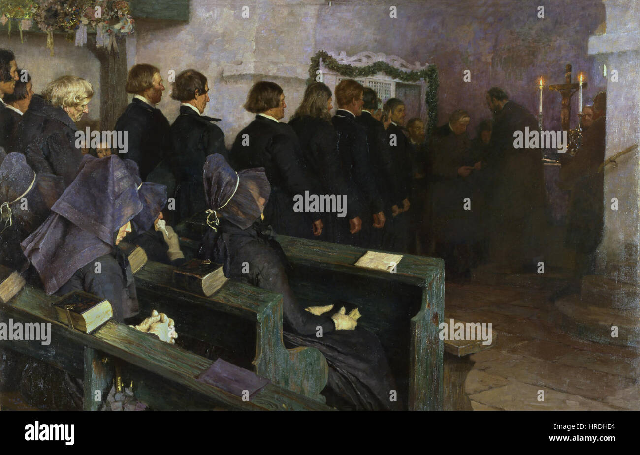 Carl Bantzer - Abendmahlsfeier en Hesse (1892) Banque D'Images