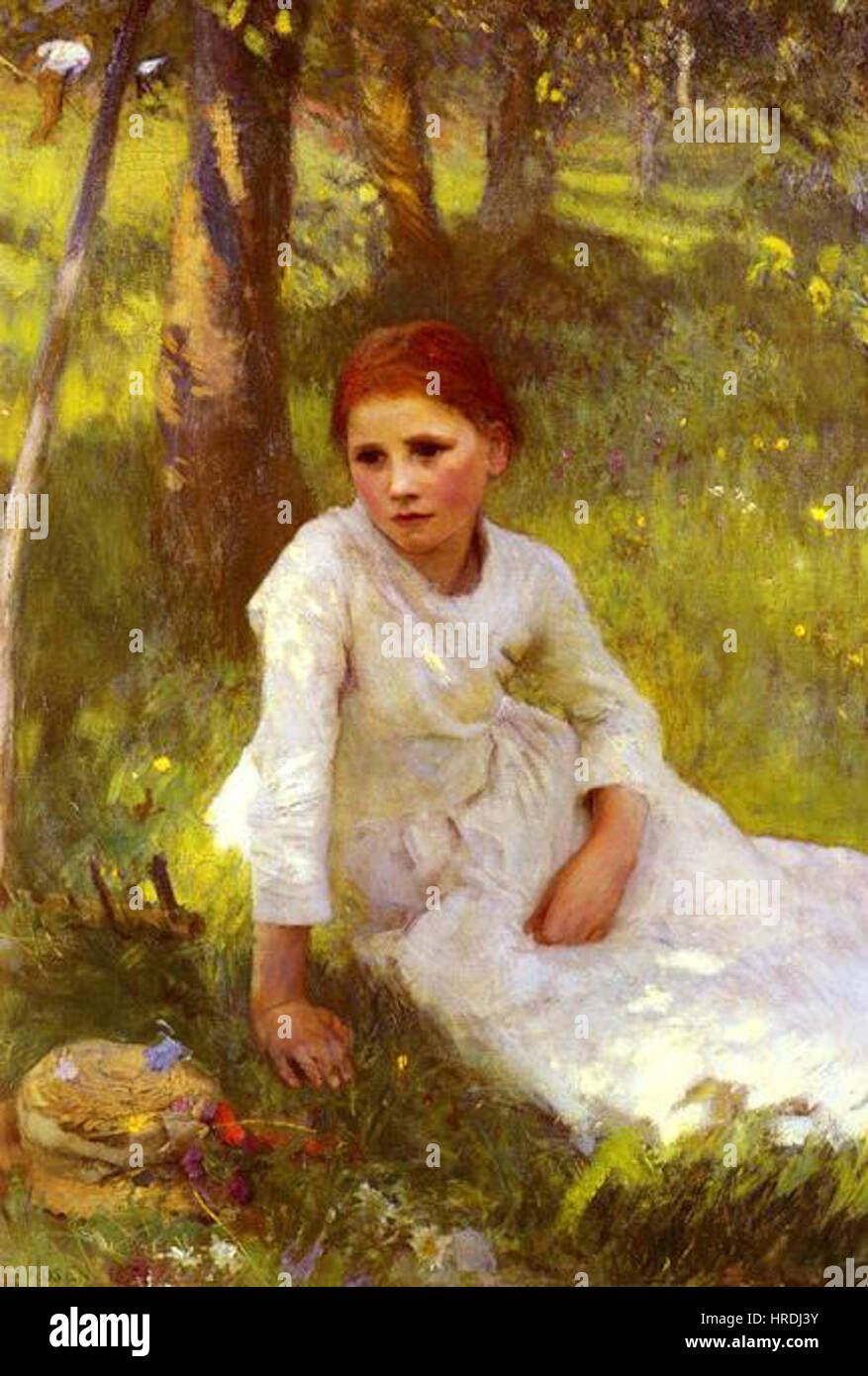 George Clausen - midi dans le champ de foin Banque D'Images