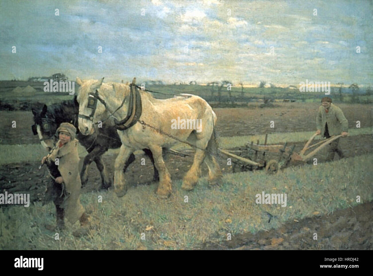 George Clausen - Labourage Banque D'Images