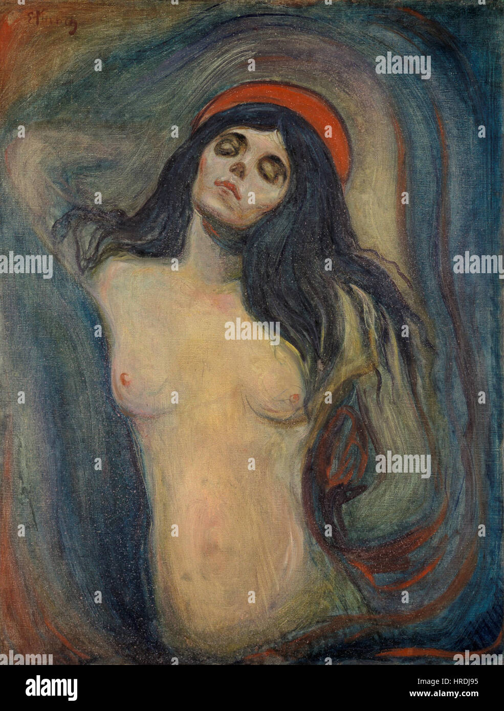 Madonna, une peinture d'Edvard Munch, un artiste norvégien, créée en 1894, présentant la Madonna. Banque D'Images