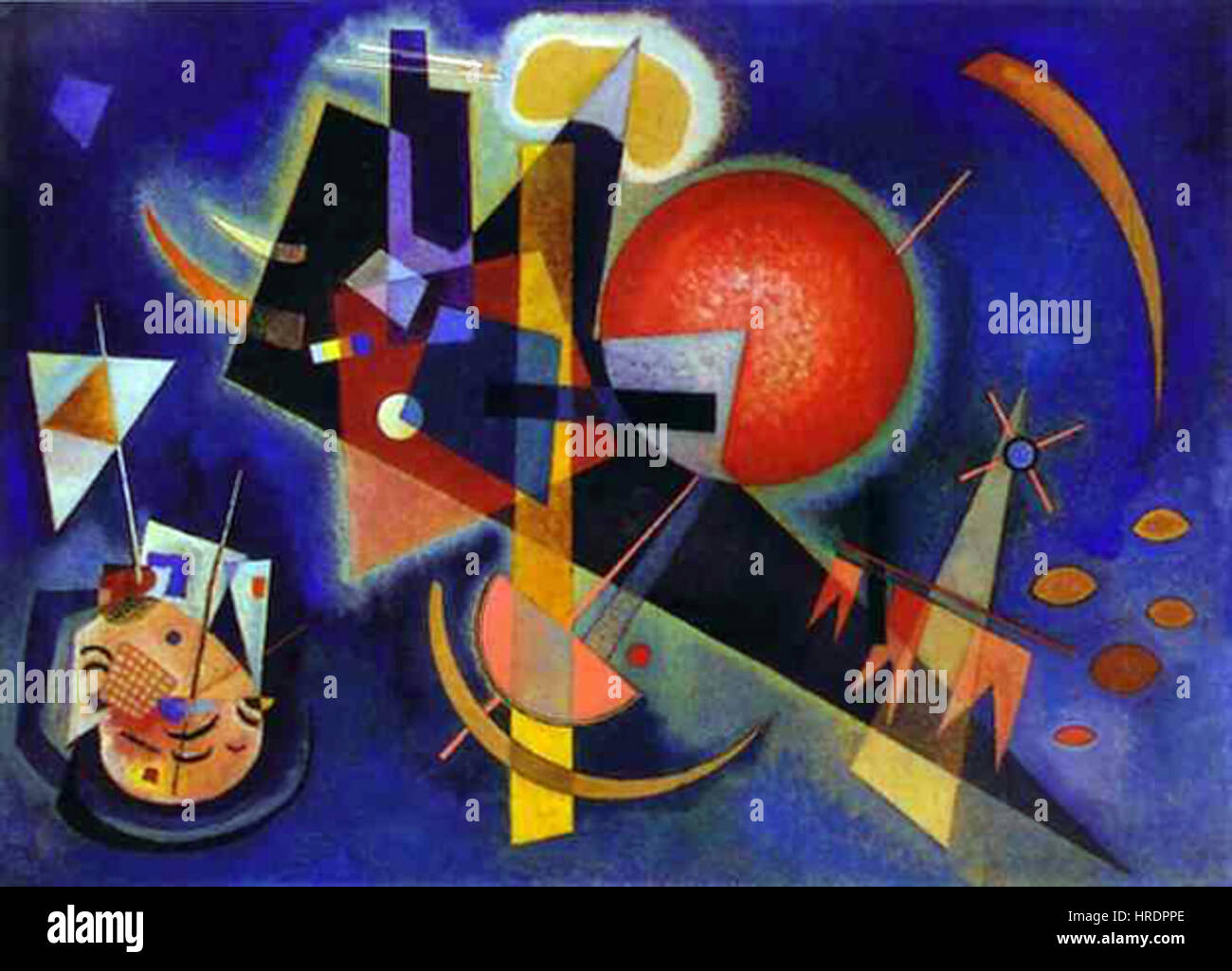 'In Blue' de Wassily Kandinsky, peint en 1925, illustre la transition de l'artiste vers l'abstraction. La peinture présente des formes dynamiques et des couleurs vives, soulignant l'approche novatrice de Kandinsky à l'expressionnisme abstrait. Banque D'Images 'In Blue' de Wassily Kandinsky, peint en 1925, illustre la transition de l'artiste vers l'abstraction. La peinture présente des formes dynamiques et des couleurs vives, soulignant l'approche novatrice de Kandinsky à l'expressionnisme abstrait. Banque D'Images