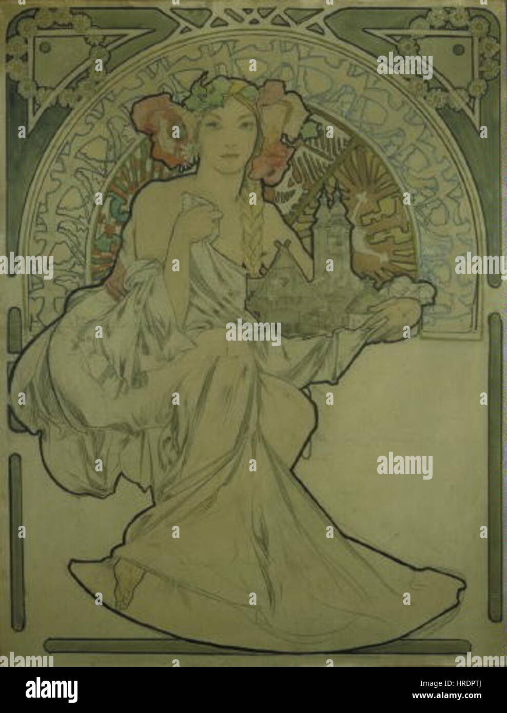 Autor Alfons Mucha 24.7.1860-14.7,1939 - Navrh na plakat pro inzenyrstvi Vystavu architektury un v Praze Banque D'Images