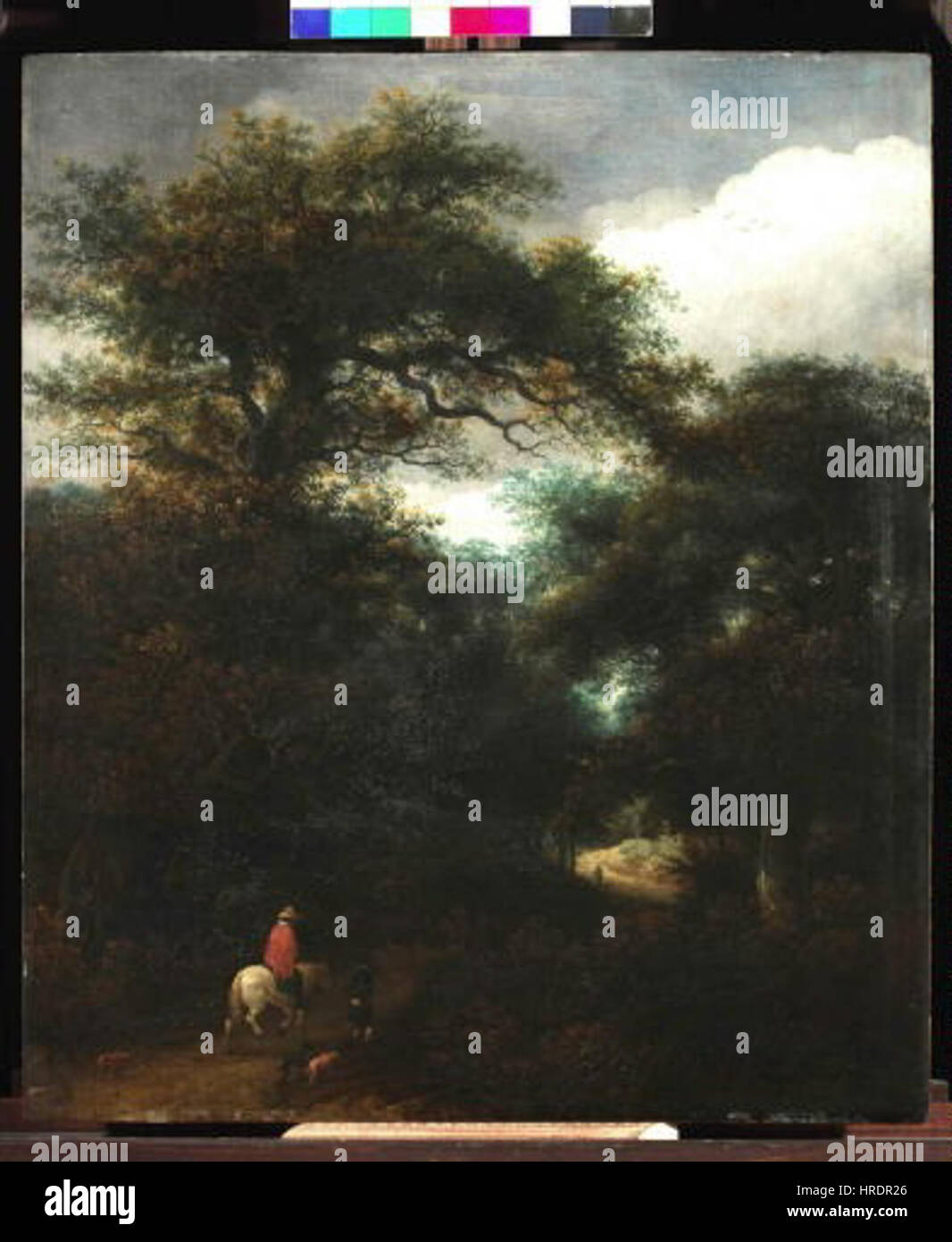 La peinture de Guillam Dubois 'Cesta dubovym lesem' (chemin à travers la forêt de chênes) présente une scène boisée tranquille. Le travail se concentre sur la beauté naturelle des chênes et l'atmosphère paisible de la forêt, caractéristique de l'habileté de Dubois à représenter le paysage et la nature. Banque D'Images