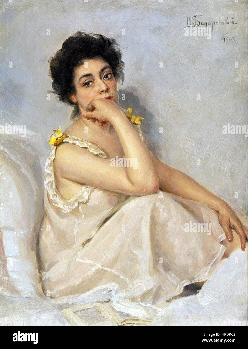 « Badarevsky 020 » est un portrait historique qui capture la ressemblance détaillée du sujet, en mettant l'accent sur sa tenue vestimentaire et son expression digne. Cette pièce offre un aperçu de l’atmosphère culturelle de l’époque, en mettant l’accent sur le statut et l’identité. Banque D'Images