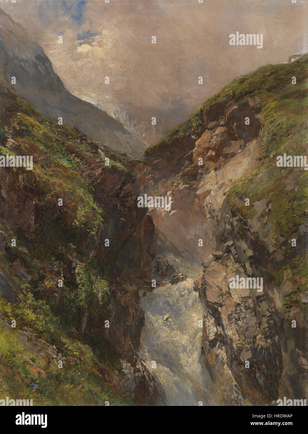 Edward Theodore Compton Gebirgsschlucht mit Wasserfall c1880 s Banque D'Images