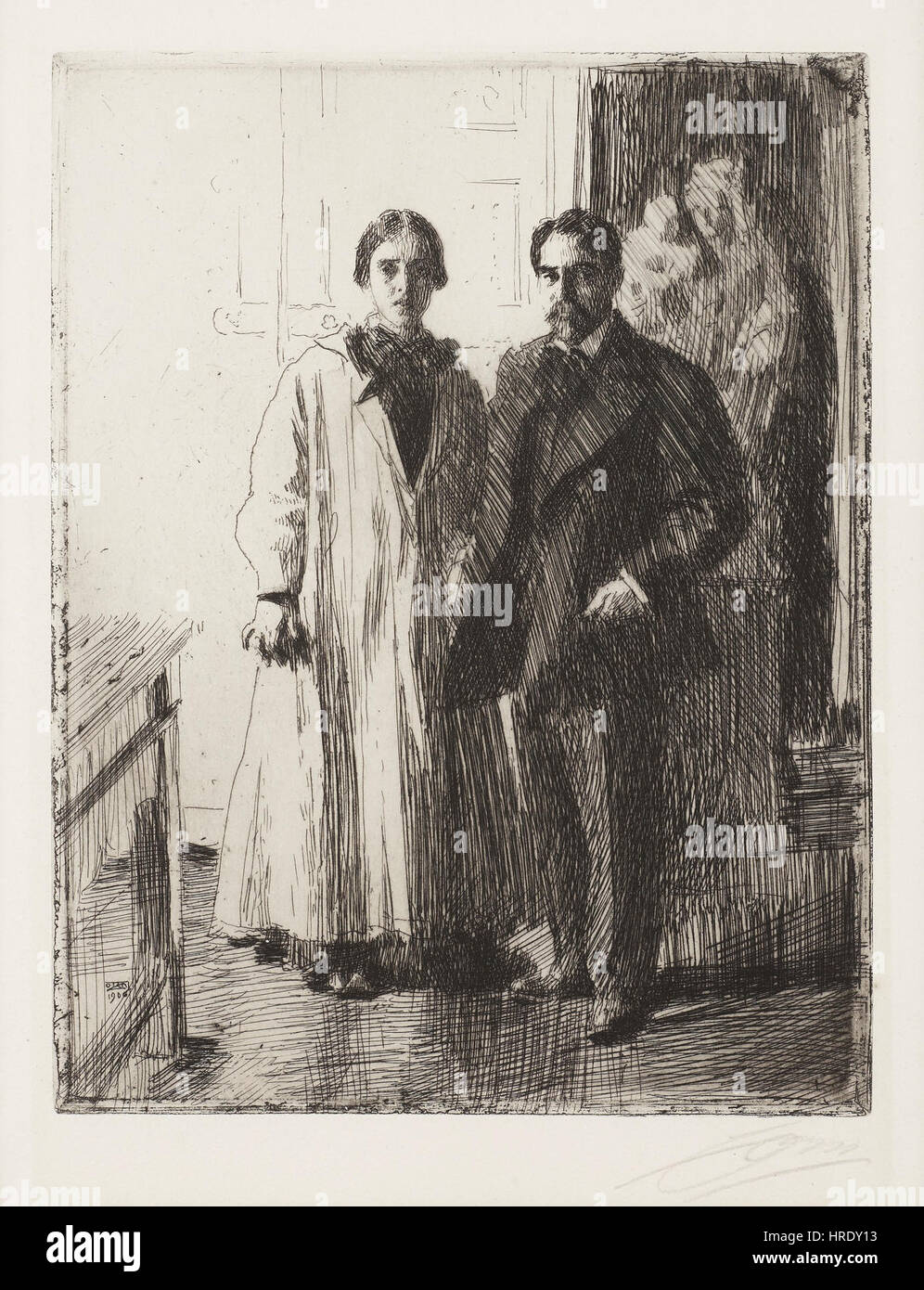 Anders Zorn - M. et Mme Atherton Curtis (eau-forte) 1906 Banque D'Images
