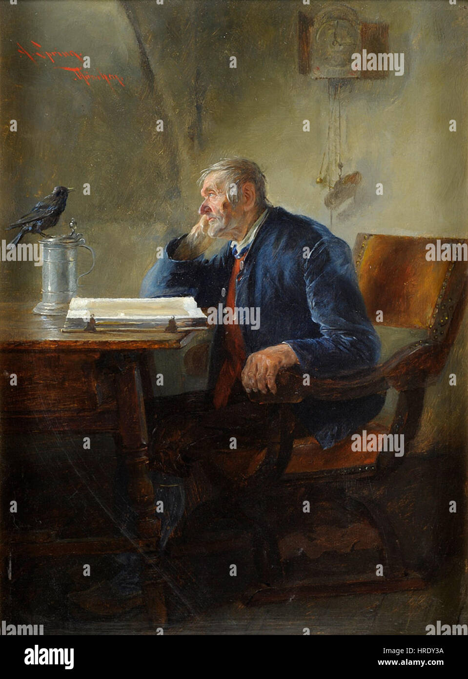'Ein Gefiederter Freund' d'Alphons Spring représente un oiseau comme un compagnon proche du sujet, symbolisant l'amitié et le lien avec la nature. La peinture transmet le thème de la compagnie et la beauté du monde naturel. Banque D'Images 'Ein Gefiederter Freund' d'Alphons Spring représente un oiseau comme un compagnon proche du sujet, symbolisant l'amitié et le lien avec la nature. La peinture transmet le thème de la compagnie et la beauté du monde naturel. Banque D'Images