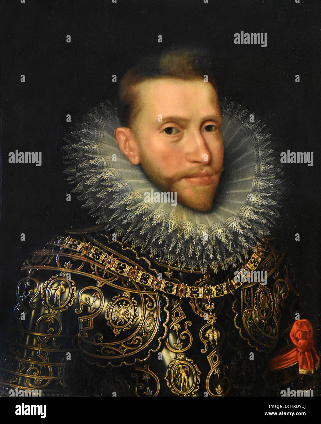 Le portrait de l'archiduc Albrecht par Frans Pourbus II capture la ressemblance du souverain des Habsbourg, soulignant l'opulence et le détail typiques du style baroque flamand. La peinture se caractérise par sa représentation réaliste du sujet et sa tenue somptueuse. Banque D'Images Le portrait de l'archiduc Albrecht par Frans Pourbus II capture la ressemblance du souverain des Habsbourg, soulignant l'opulence et le détail typiques du style baroque flamand. La peinture se caractérise par sa représentation réaliste du sujet et sa tenue somptueuse. Banque D'Images