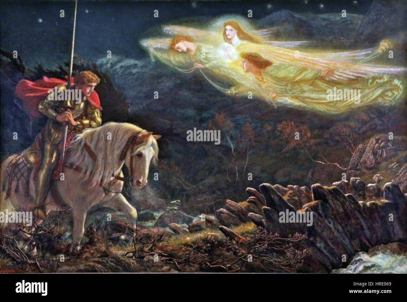 Arthur Hughes - Sir Galahad - La quête du Graal Banque D'Images