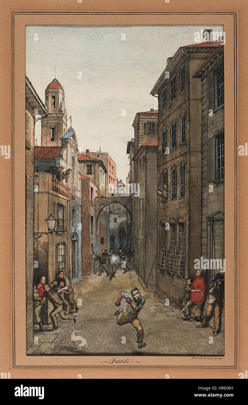 *Fascisti* de Rex Whistler de 1925 est une illustration qui capture l'atmosphère sociale et politique de l'Italie pendant les premières années du fascisme. Le travail reflète les tensions croissantes et le climat politique de l'époque. Banque D'Images