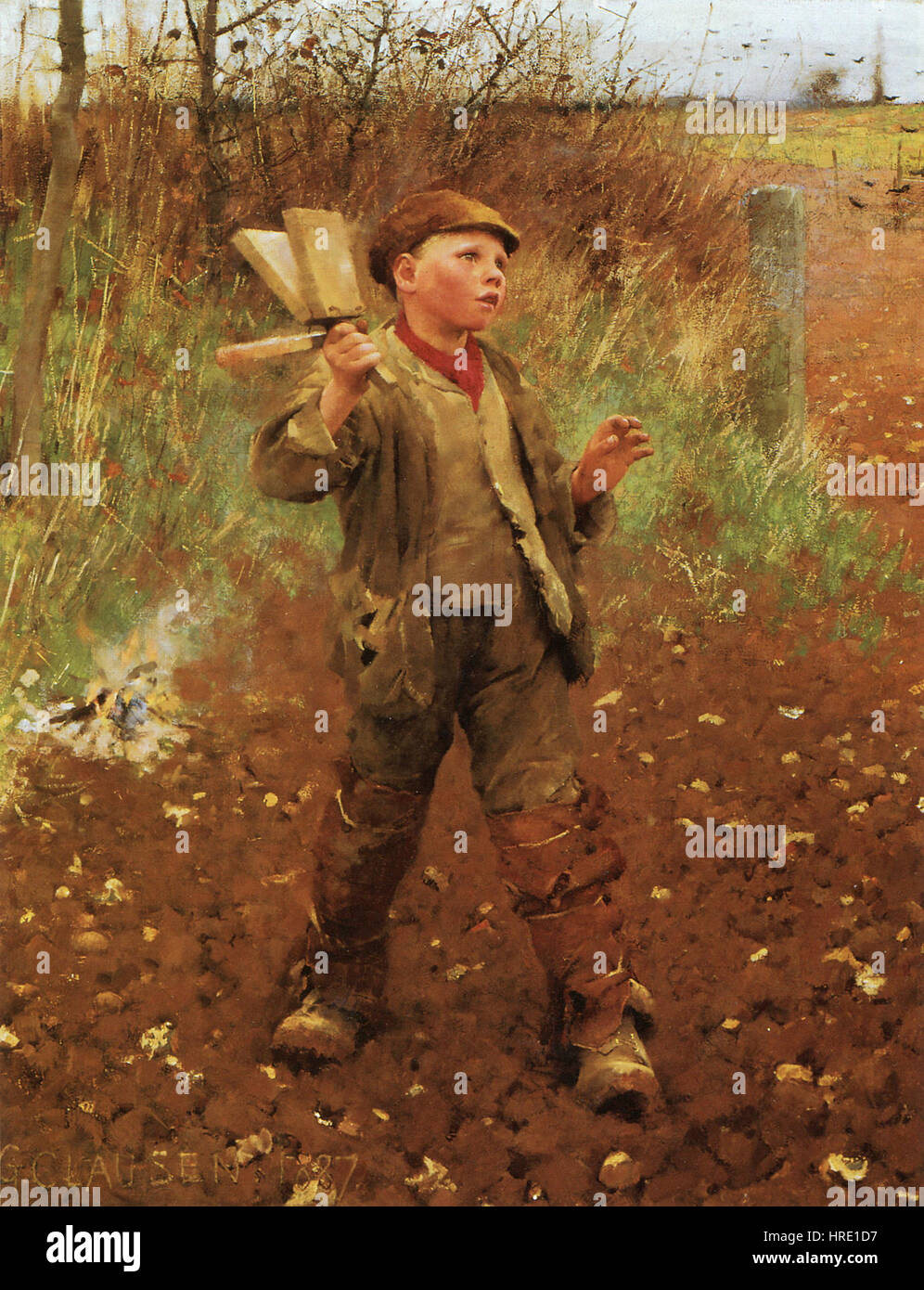 George Clausen, l'effarouchement des oiseaux - 1887 Banque D'Images