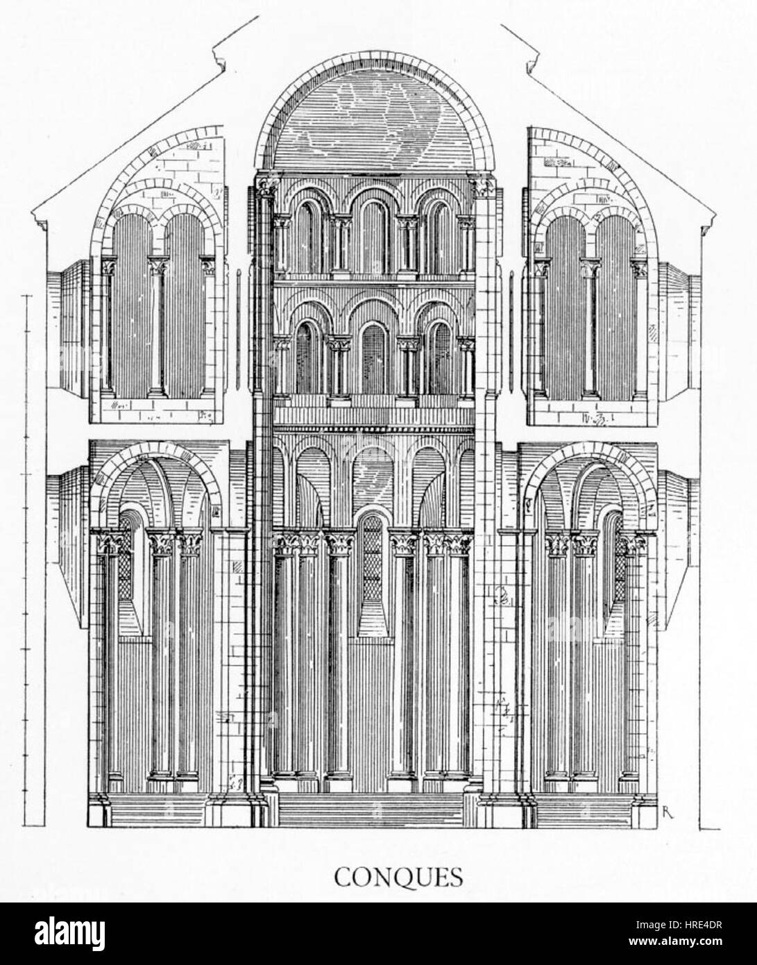 Abbatiale Sainte-Foy de Conques cross section 01 Banque D'Images