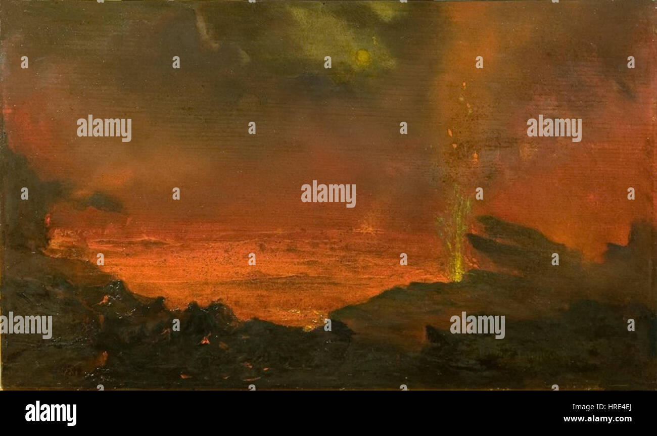 David Howard Hitchcock's peinture à l'huile 'Halemaumau, lac de feu', 1888 Banque D'Images