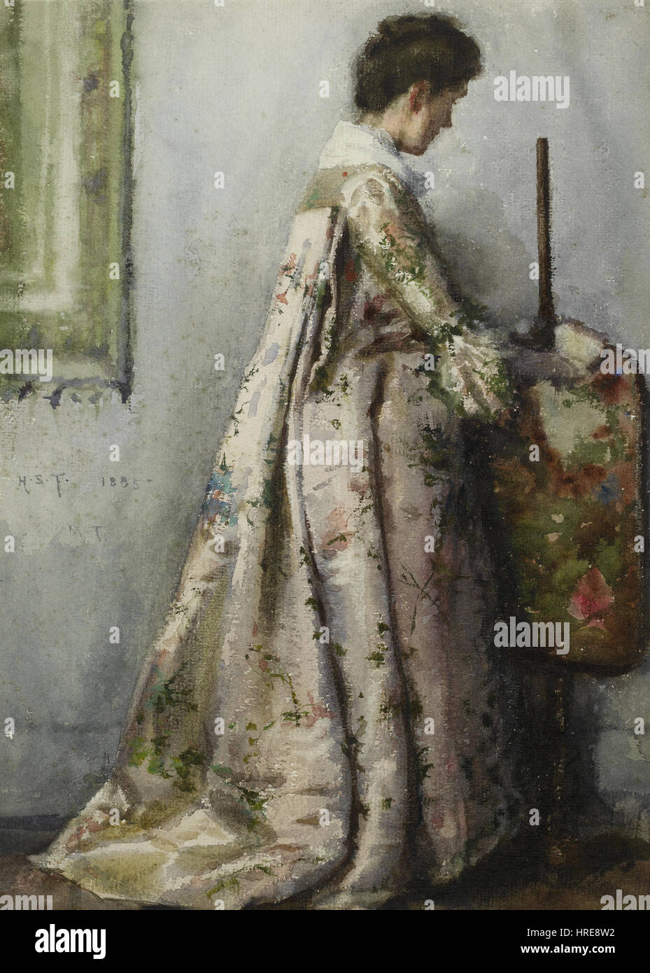 Henry Scott Tuke - La robe de soie, Portrait de Maria Tuke Sainsbury Banque D'Images