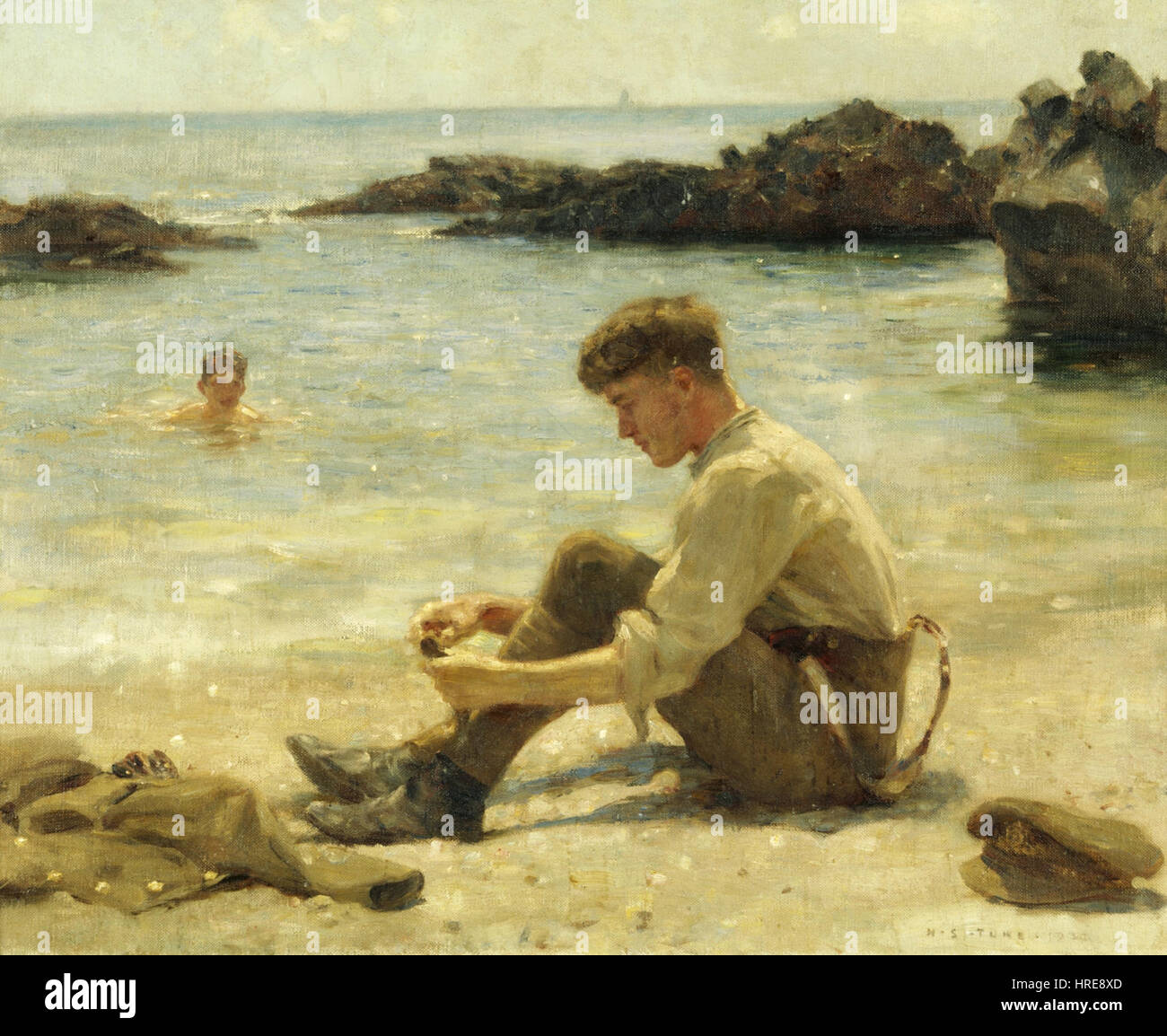 Henry Scott Tuke - T. E. Lawrence en tant que cadet à Newporth Beach, près de Falmouth Banque D'Images