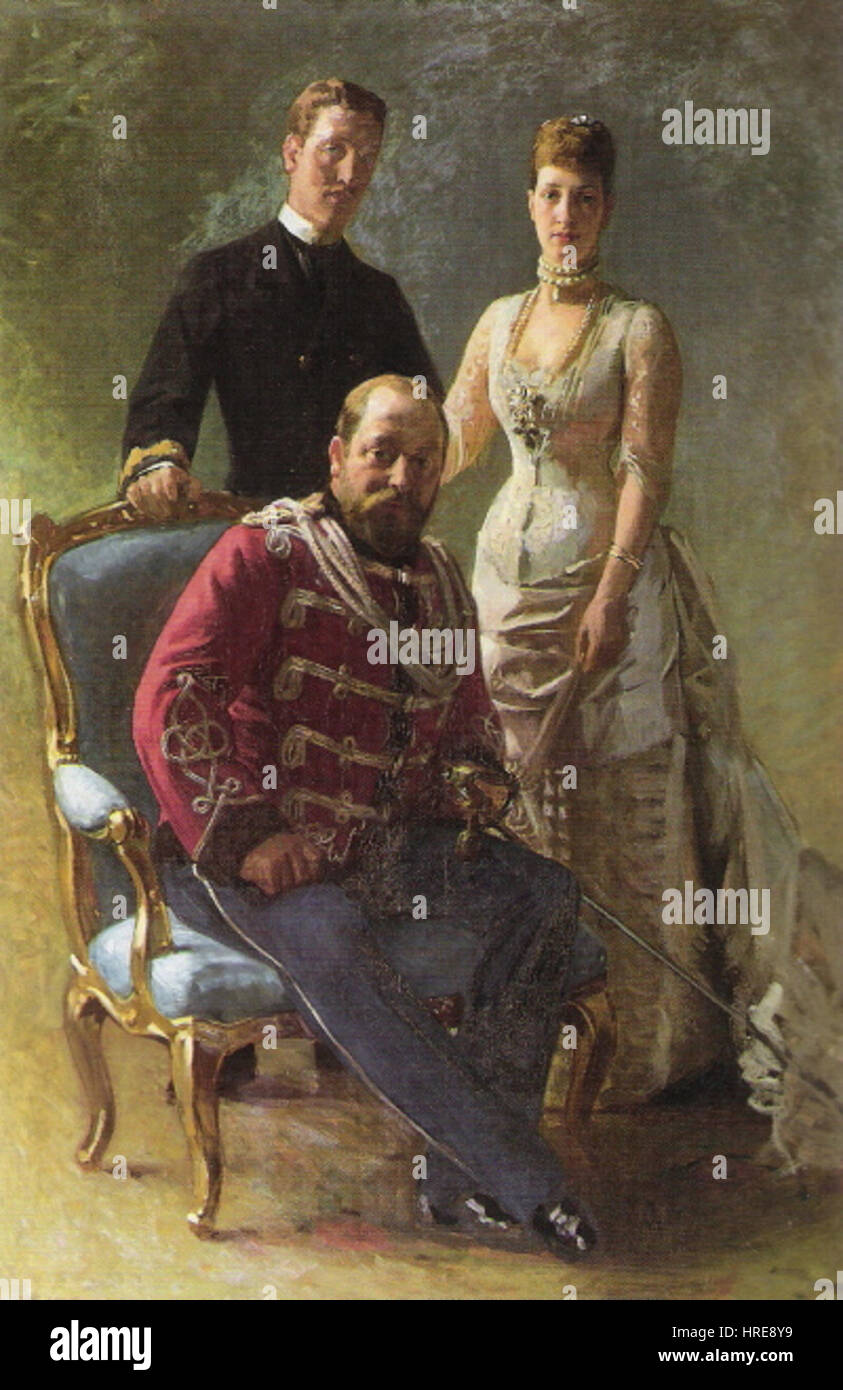 Edward, prince de Galles, avec son épouse la Princesse Alexandra et son fils le Prince Albert Victor Banque D'Images