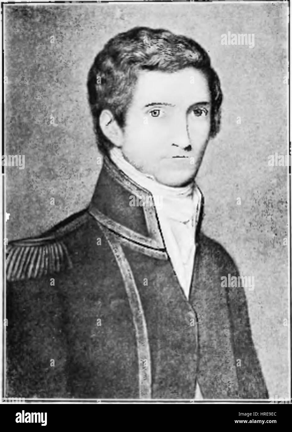 La page 466 de 'la vie de Matthew Flinders' présente un portrait du célèbre explorateur britannique. Flinders, connu pour sa vaste cartographie de l'Australie, est représenté avec une expression de détermination et de concentration scientifique. Banque D'Images