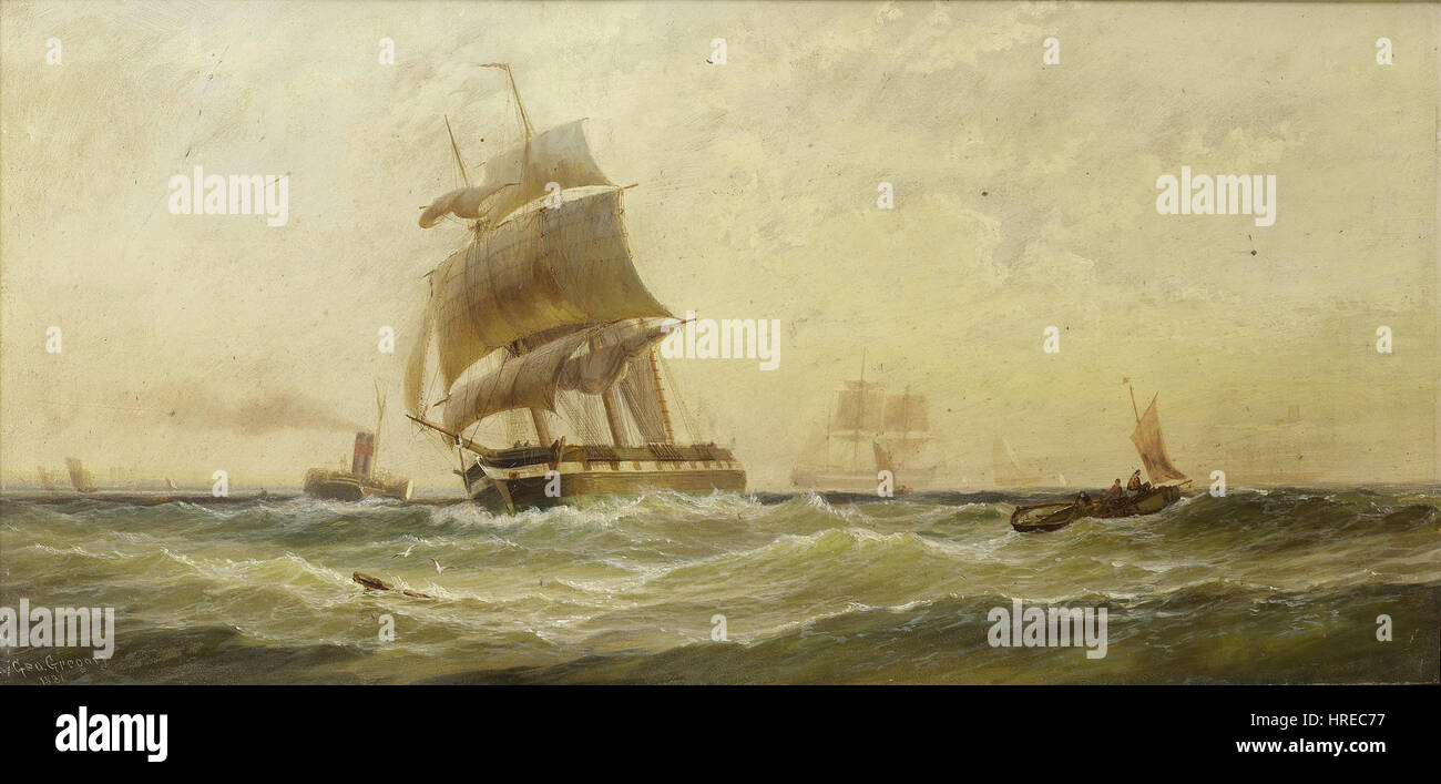 George Gregory - fonctionnant en bas le canal dans un bon vent comme elle efface l'arrière du ferry Banque D'Images