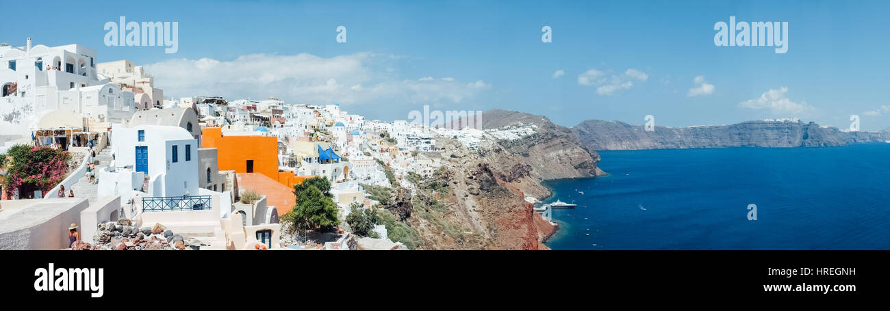 Le magnifique village d'Oia sur l'île de Santorin, Grèce. Banque D'Images