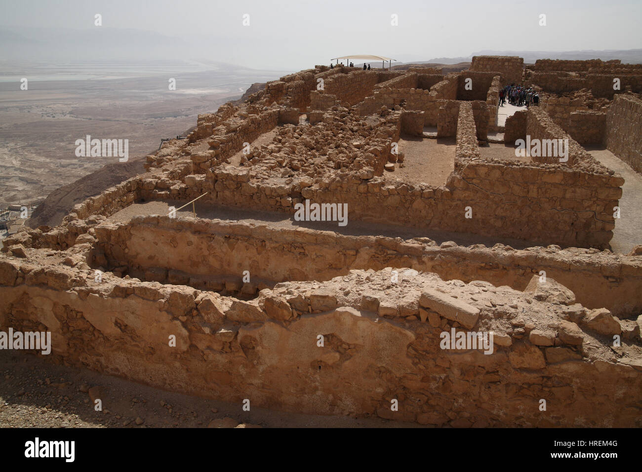 Un complexe de salles de stockage ou chambres à partir de l'époque du roi Hérode le Grand. Ces chambre nourriture, liquides et des armes. Massada, Israël.. Banque D'Images