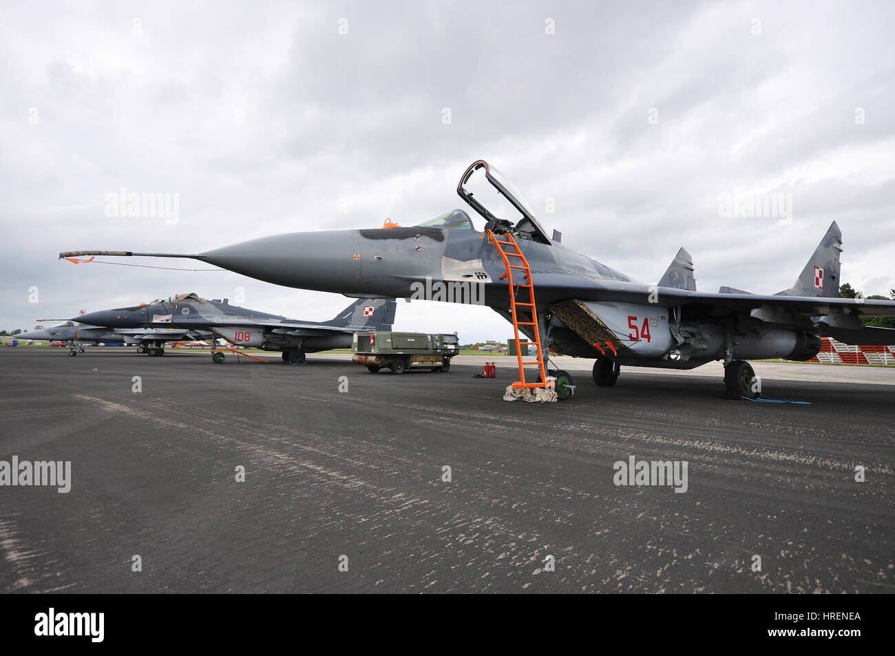 Chasseur MIG-29 de l'armée de l'air polonaise Mikoyan Gurevich avec mémorial à jerzy jankiewicz au Royal International Air Tattoo, Fairford, Royaume-Uni Banque D'Images