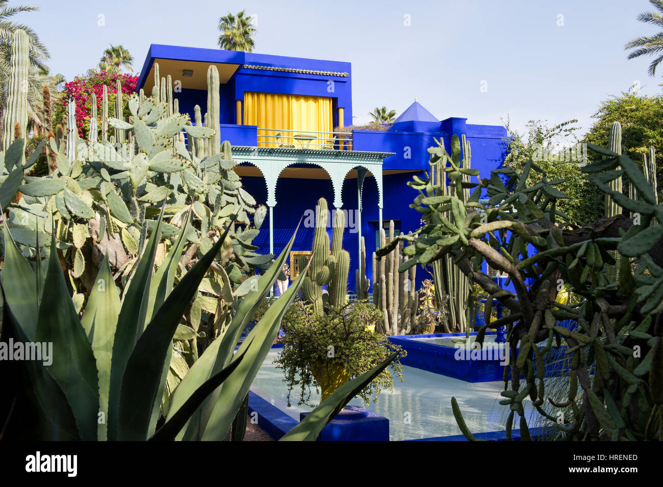 La belle et jardins colorés de Jardin Majorelle à Marrakech (Marrakech, Maroc) Banque D'Images