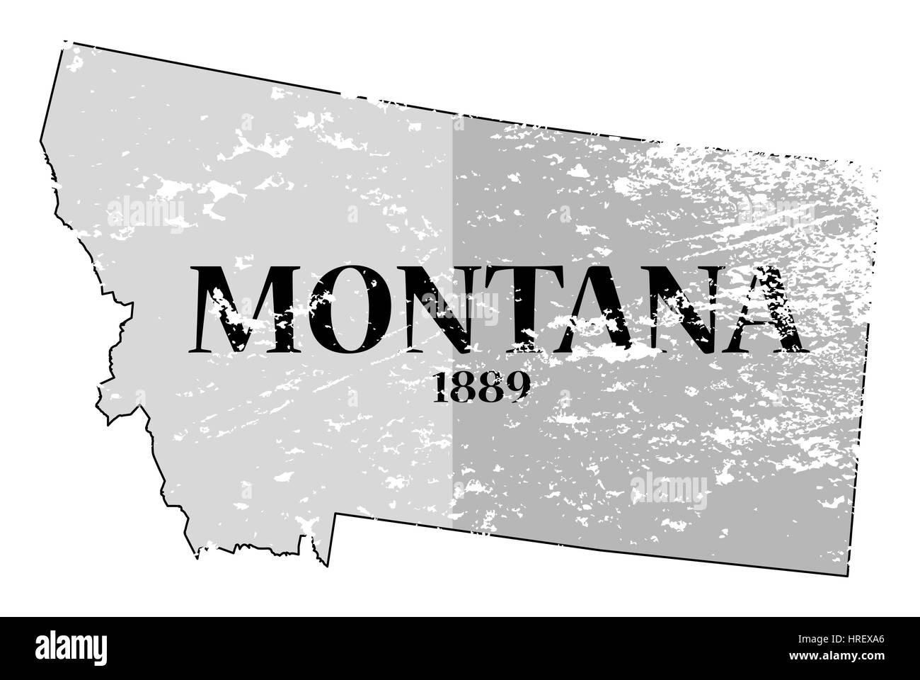 Un aperçu de l'état de Montana grunged avec la date de l'état isolé sur fond blanc Banque D'Images Un aperçu de l'état de Montana grunged avec la date de l'état isolé sur fond blanc Banque D'Images