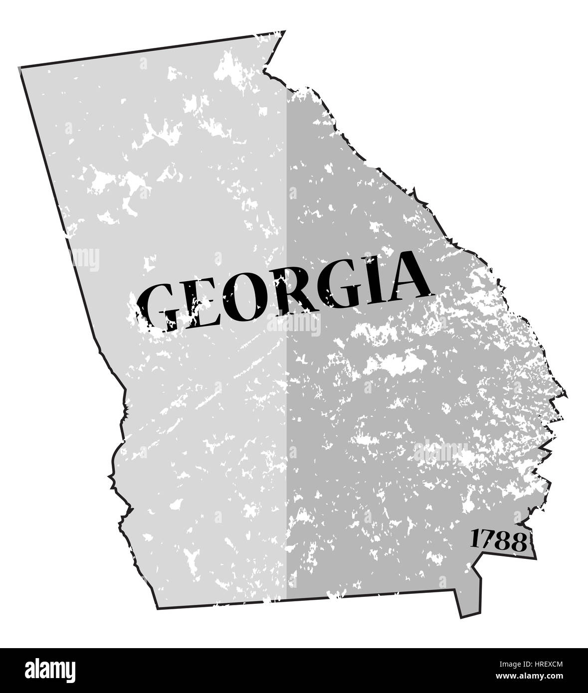 Un grunged Georgia State contours avec la date de l'état isolé sur fond blanc Banque D'Images