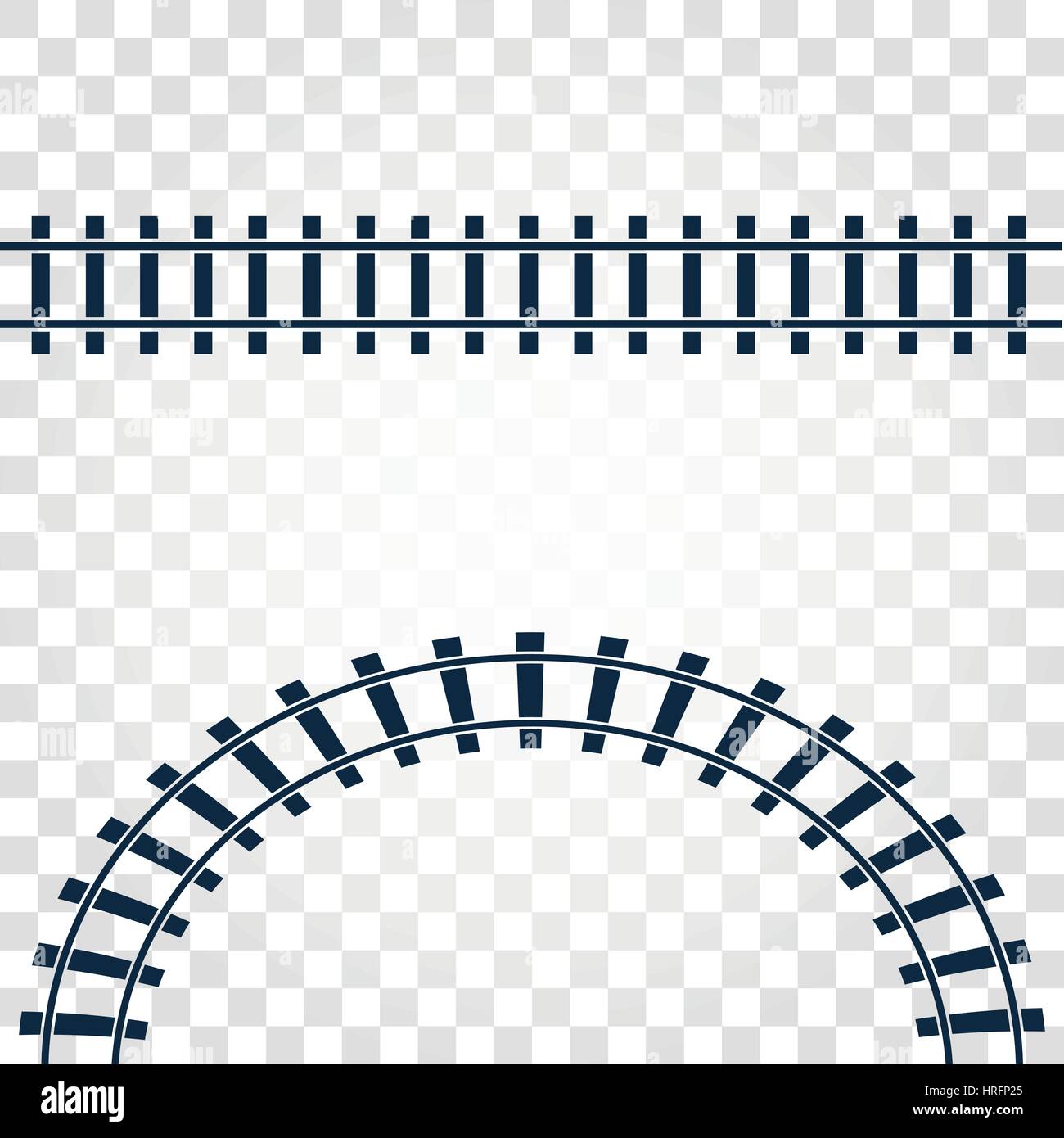 Les rails de chemin de fer isolée, vue de dessus, les éléments de l'échelle des illustrations vectorielles sur fond dégradé à carreaux Illustration de Vecteur